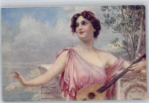 Donna con liuto - un, firma