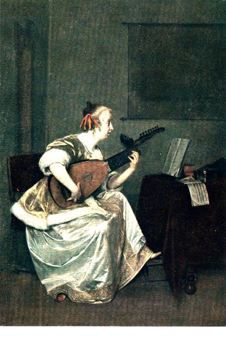 Cartolina frau con liuto - frau,