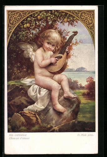 Cartolina artistica angelo con