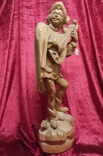 Statua legno menestrello - statua, in