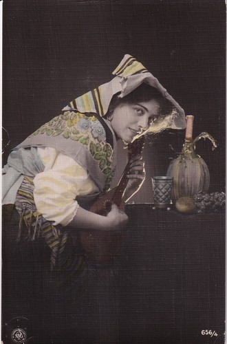 Cartolina artista donna - cartolina,